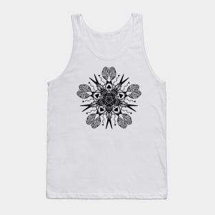 Trendy stylish black print mandala for a light background. Hand drawn illustration. Digital drawing with an ornament and high-quality detailing. Tank Top